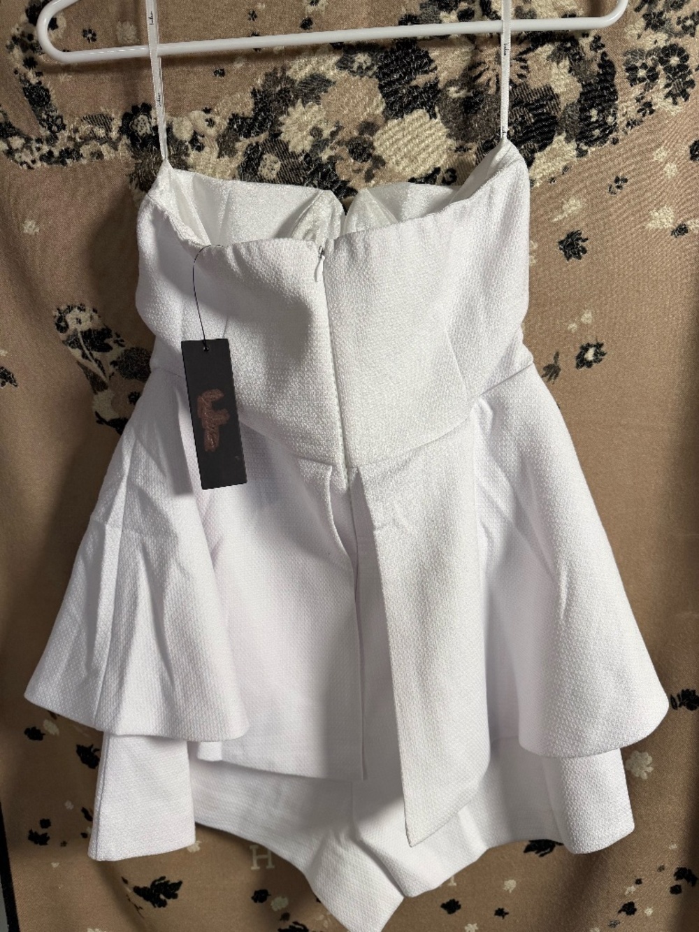 Lulus Where You Are White Strapless Peplum Romper NWT